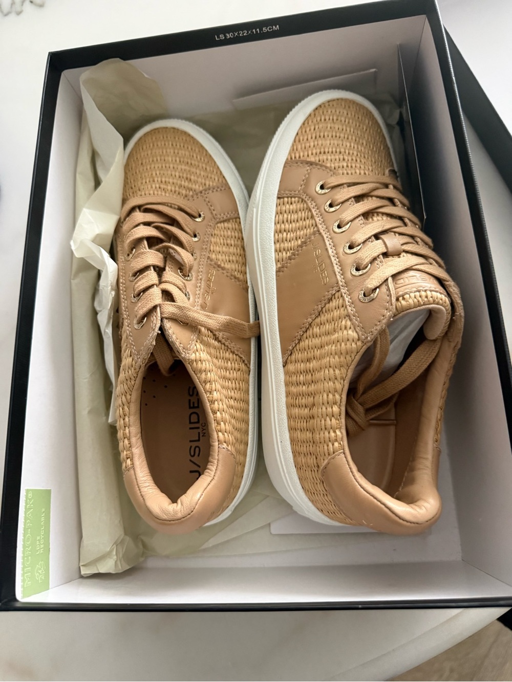 NIB J/Slides Gatsby Sand Raffia Leather Sneakers Size 8
